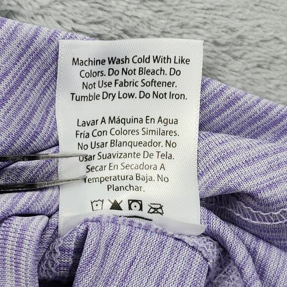 Athletic Works Top Womens S Purple Striped V-Neck Short Sleeve Pullover Casual - Picture 5 of 8